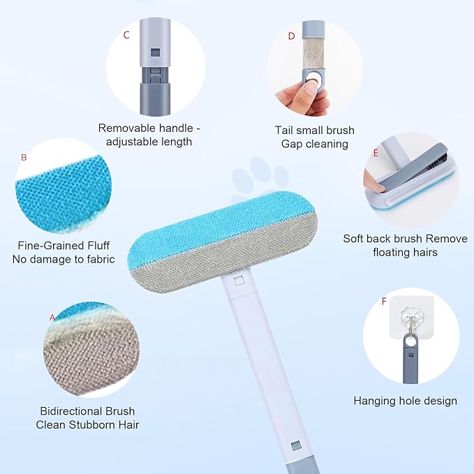 Multifunctional Pet Hair Remover,2025 New 4 in 1 Cat and Dog Hair Removal Tool for Couch Carpet Furniture,Double Sided Dogs Cats Hair Removal Brush,Reusable Cleaning Brush(2PCS)