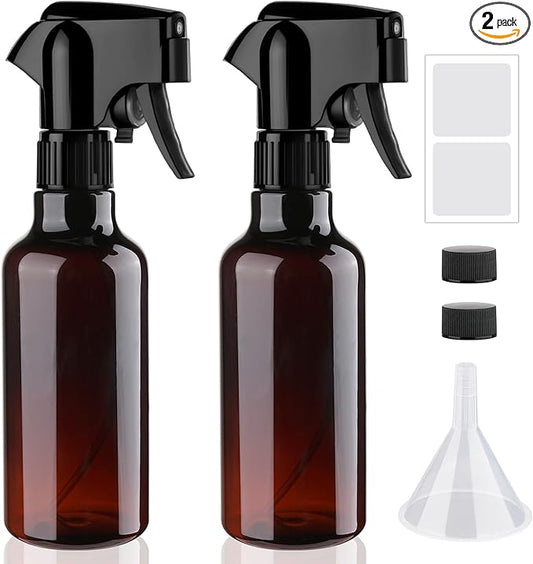 Plastic Spray Bottles 12oz Mist Spraying Bottle Continuous Mister Spray Bottle Heavy Duty Empty Water Spray Bottles for Hair, Cleaning Solutions, Plants，Essential Oils 2 Pack (Brown-2pcs)