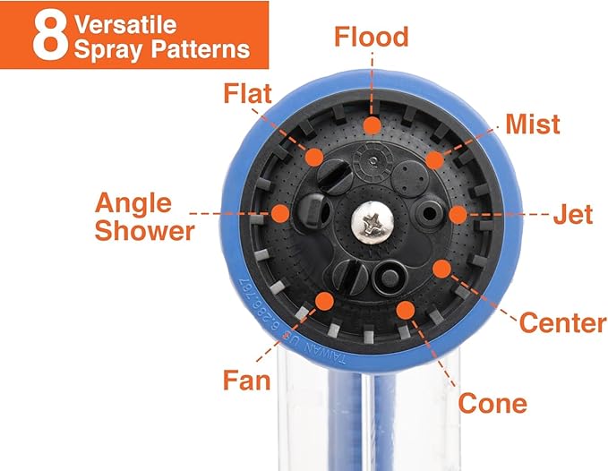 3-Pack Corvid Adjustable Nozzle with Soap Dispenser, 8-Pattern Spray Hose Nozzle for Cleaning Cars, House, and Pets - Lightweight Plastic Design
