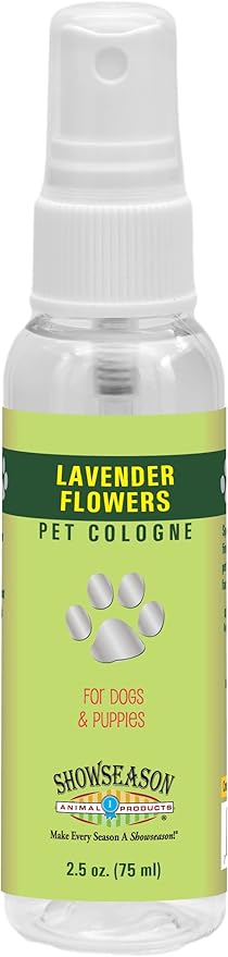 Showseason® Lavender Flowers Pet Cologne 2.5 oz For Dogs | Travel Size | Long-Lasting Odor Eliminator | Paraben-Free | Biodegradable & Non-Toxic | Made in The USA