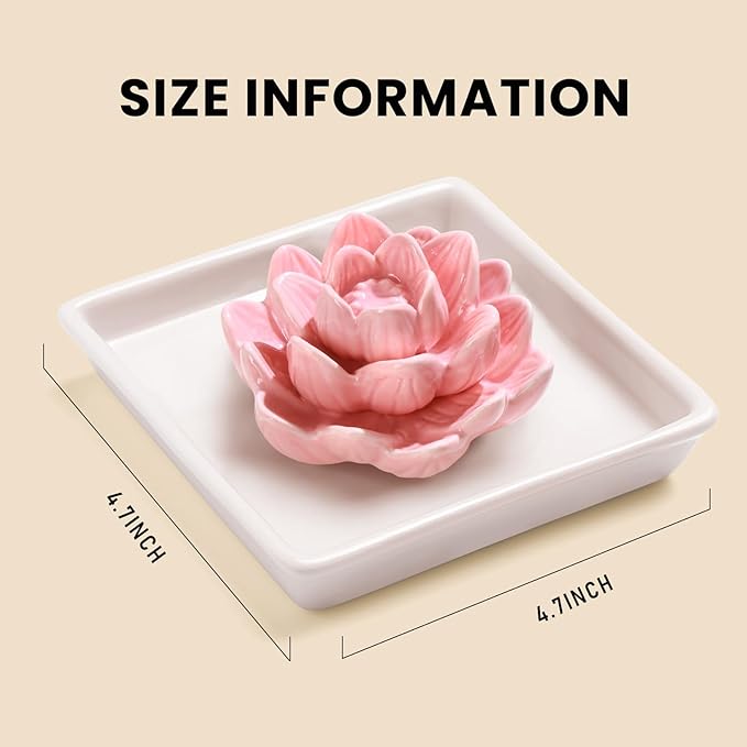 PUDDING CABIN Pink Lotus Ring Holder Dish, Jewelry Holder for Rings, Earrings, Necklace, Bracelets Organizer, Birthday, Wedding, Christmas, Valentine's Day Gifts for Her