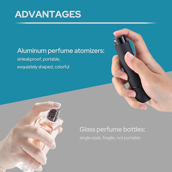 Travel Perfume Bottle Refillable - Cologne Spray Atomizer Mini - Small Travel Size Sprayer Empty for Refill Sample Container - Portable Fragrance Decant Dispenser for Men Women 3PCS 8ml Grey