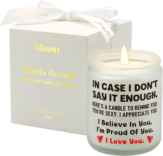 Lihome Gifts for Her - Anniversary Wedding, Birthday, Christmas, Friendship Gifts, Natural Soy Wax Vanilla Coconut Scented Candles(7oz)