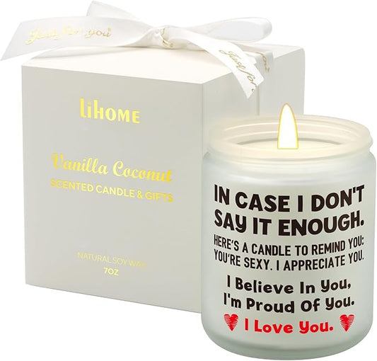 Lihome Gifts for Her - Anniversary Wedding, Birthday, Christmas, Friendship Gifts, Natural Soy Wax Vanilla Coconut Scented Candles(7oz)