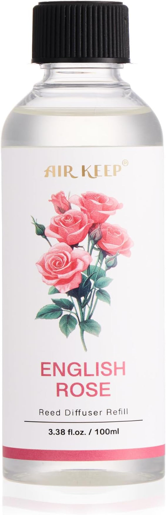 Airkeep Reed Diffuser Oil Refill/English Rose/3.38oz（100ml/1 Pack/Scented Oil Refill for Reed Diffuser Home Fragrance for Bedroom, Bathroom Office Home Decor