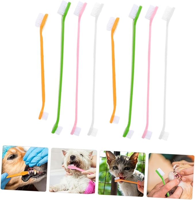 8pcs Dual-Head Dog Toothbrushes Set Soft Bristle Oral Care for Dogs Puppy Toothbrush Ergonomic Handle Dental Hygiene Kit for Small and Large Breeds