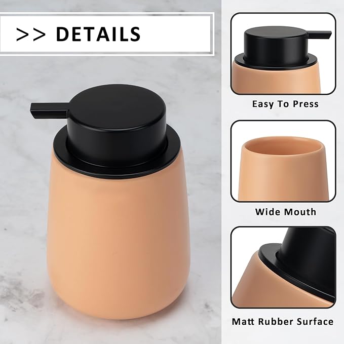 Soap Dispenser Ceramic with Easy-to-Press Pump Hand Lotion Liquid Dispenser for Shampoo Bathroom Kitchen 12 oz