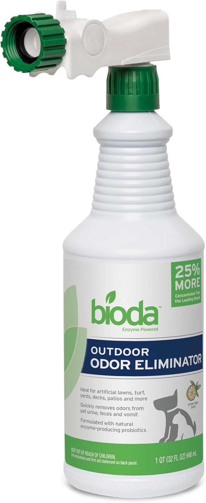 Bioda Probiotic Natural Outdoor Odor Eliminator Spray Enzyme Cleaner Destroys Cat & Dog Odor Neutralizer for Lawn, Artificial Grass, and Patios