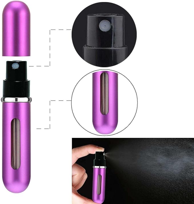 Portable Perfume Storage Bottle Refillable atomizer spray compact travel size up to 70 sprays easy refill fine mist TSA approved leak proof (Green)