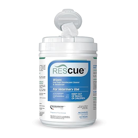 REScue One-Step Disinfectant Cleaner & Deodorizer Wipes for Vet Use – Cleaner for Kennels, Litter Boxes, Vet Offices, Pet Grooming Surfaces, Pet Items – Wipes Canister, 160-Count (Pack of 1)