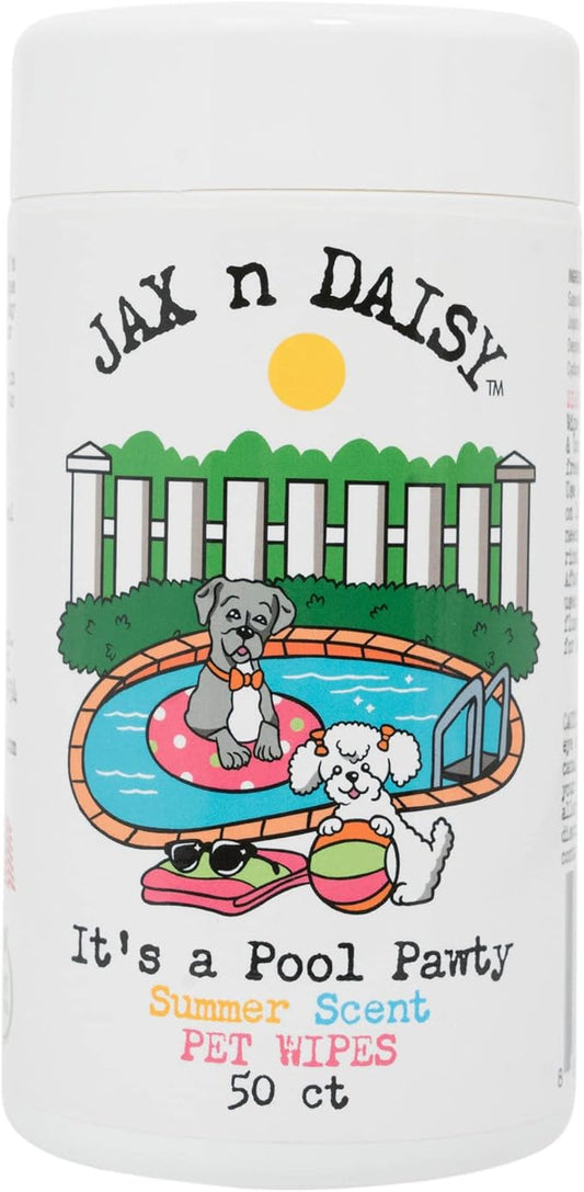 Jax n Daisy Pool Pawty Summer Scent pet Wipes cat Dog Wipes Handy pet Supplies Cleaning Products for Dogs Cats Dog Accessories Products for Cats cat Ear Cleaner Supplies