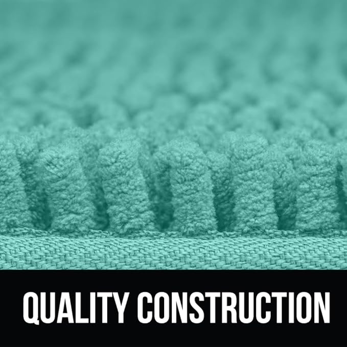 KANGAROO Bathroom Rugs, Chenille Soft Absorbent Bath Rug, Shaggy Shower Mat, Quick Dry Machine Wash Bathmat, Plush Carpet Mats for Tub, Bathtub and Room Home Decor Accessories, 24x17, Turquoise