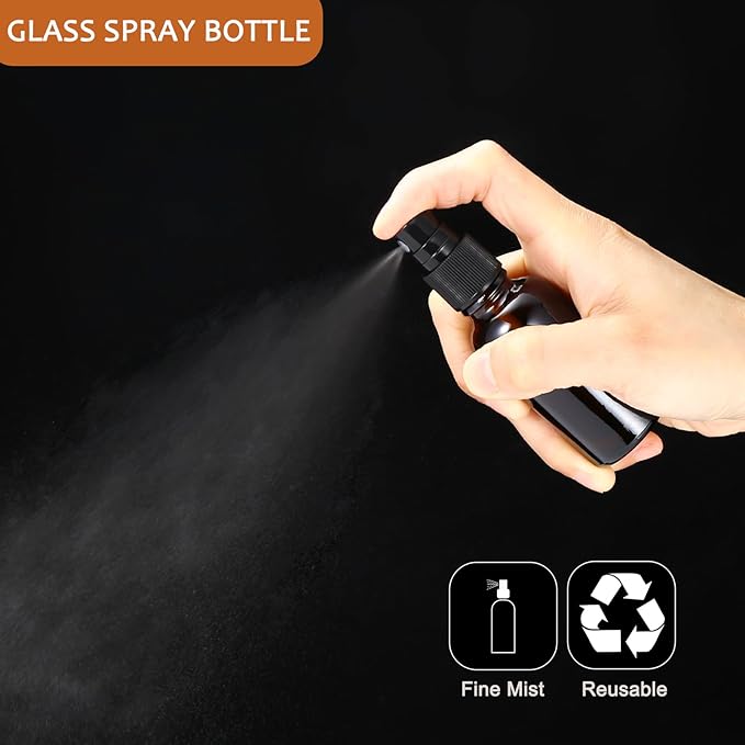 1 oz Amber Glass Spray Bottles,Small Empty Fine Mist Refillable Travel Spray Bottle for Cleaning,Perfume,Aromatherapy,Cosmetic Sprays,Hair,Essential Oils with Fine Mist Dispenser（3 Pack）