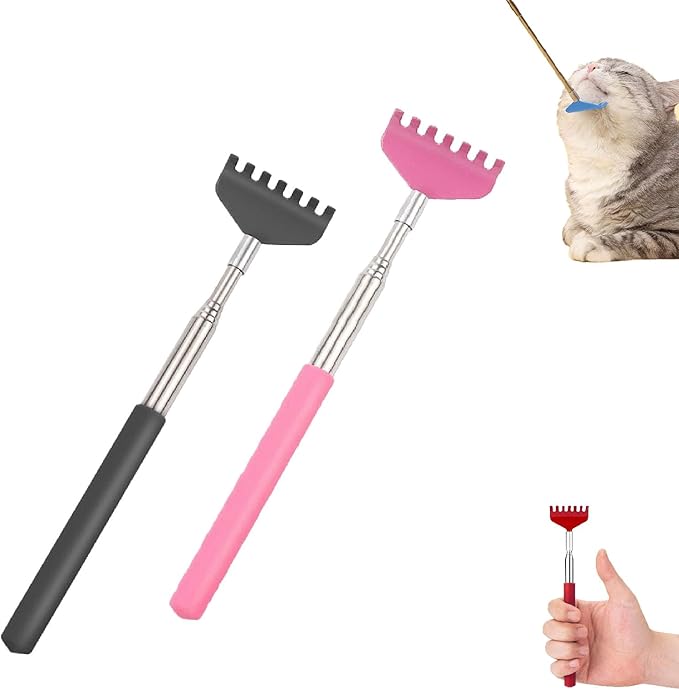 2-Pack Touch Therapy Toys for Pet, Telescopic Pet Massage Stick for Anxious Cats & Dogs, Bonding, Training & Stress Relief, Safe Touch for New Pets, Extends to 26" (A)