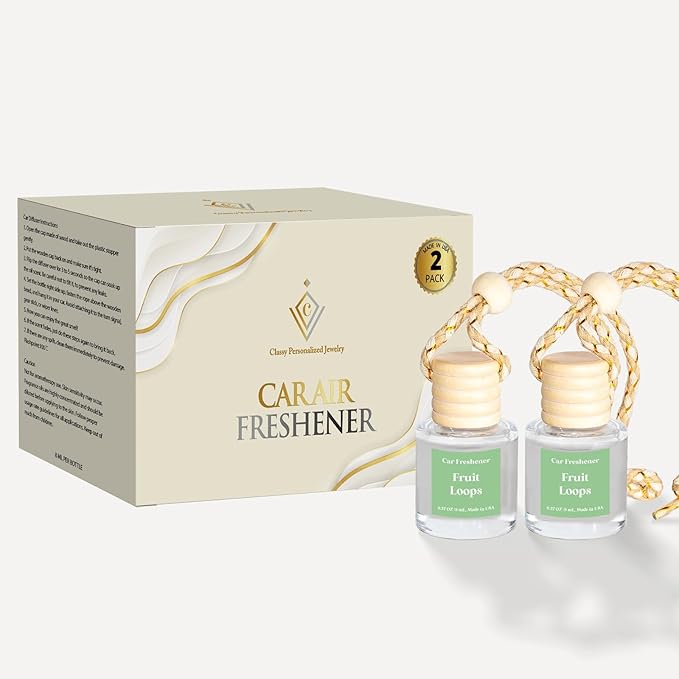 C Classy Car Air Freshener Hanging 2 Pack, Fruit Loops Essential Oil Diffuser for C ar, Air Freshener Cute, Long-Lasting Fragrance, Car Air Fresheners for Women & Men Gift, Made in USA