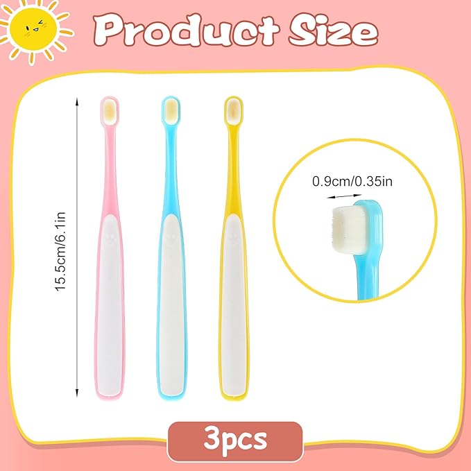 3 Pack Small Dog Toothbrush, Small Breed Cat Toothbrushes for Cat & Puppy, Utral Soft Bristles Deep Cleaning Mini Head Tooth Brush for Tiny Puppy Kitty