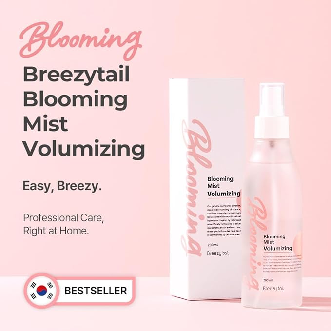 Breezytail Blooming Volumizing Mist, Loved by Top Korean Groomers, Adds Volume and Shine – Easy Breezy, Professional Care at Home (6.76 fl oz/200 ml)