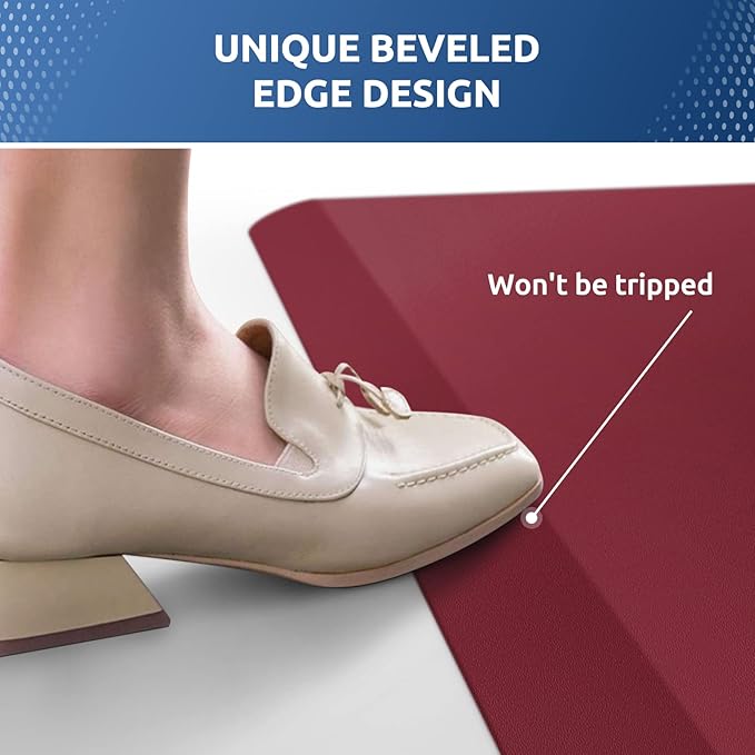 KitchenClouds Kitchen Mat Cushioned Anti Fatigue Kitchen Rug 0.8inch Waterproof Non Slip Kitchen Rugs and Mats Standing Desk Mat Comfort Floor Mats for Kitchen Sink Office (17.3"x39",Red)