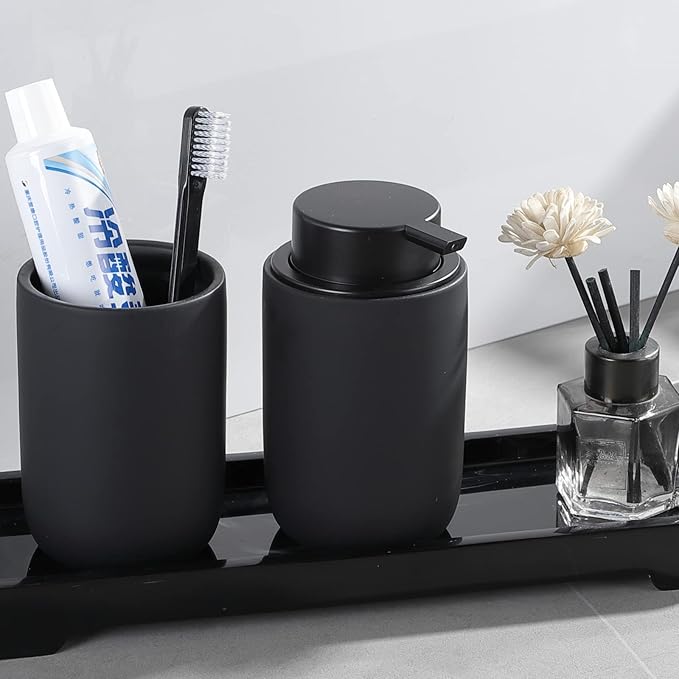 Black Foaming Hand Soap Dispenser - Bathroom Lotion Hand Pump Dispenser Matte Black Foam Soap Dispenser Ceramic Dish Liquid Dispenser for Hand Wash Dispenser (Rubber Paint)