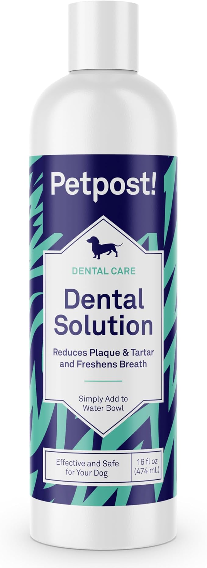 Petpost | Dental Solution for Dogs - Water Additive That Eliminates Bad Breath - Dirt, Gunk, and Tooth Buildup Gone - Natural Tooth Cleaning Solution 16 oz.