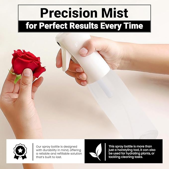 Continuous Ultra Fine Mist Spray Bottle – 16.9 Oz for Hair, Hairstyling, Salon Use, and Cleaning | Versatile Water Misting Bottle