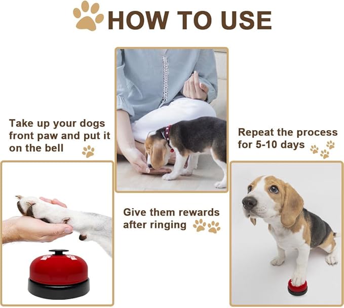 2 Pack Dog Door Bells, Dog Doorbell to go Outside Puppy Train Bell for Dogs to Ring to go Potty, Puppy Toilet Training Bell Jingle Bells for Door Knob (Red)