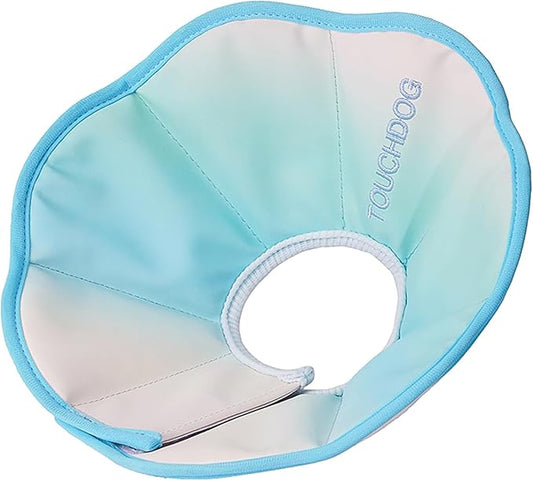 Touchdog Soft Recovery Cone Collar for Cats - Adjustable Elizabethan Collar with Waterproof PU Coating, Lightweight Design, 24.5cm/9.6in Wide Barrier, Foldable & Comfortable (Blue Gradient Color, S)