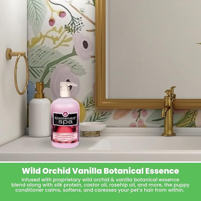 Best Shot Scentament Spa Puppy Conditioner, Ideal Skin Care Product, Pet Supplies, Hypoallergenic Puppy and Dog Conditioner, Wild Orchid and Vanilla Fragrance, 16 Oz