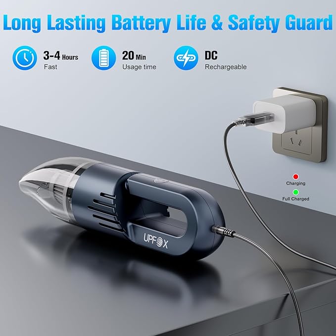 2025 Upgrade Mini Vacuum Cleaner-Hand Vacuum Cordless Rechargeable Car Vacuum Cleaner Powerful Suction Portable Vacuum for Car Home Office Pet (Blue)