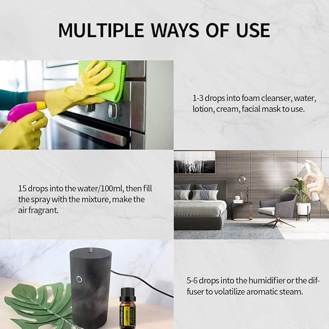 GREENSLEEVES Rose Lemon Essential Oil Set, 2 x 10ml Pure Plant-Based Fragrance Oil for Aromatherapy, Essential Oils for Diffuser, Massage, Bath Bomb, Scented Candle Soap Making