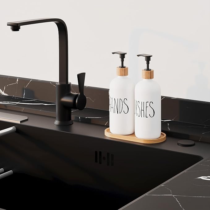 Soap Dispenser,Dish Soap Dispenser for Kitchen Sink.Glass Hand Soap Dispenser, Modern Farmhouse Decor Dish Soap Dispenser for Bathroom,Kitchen Sink Decor