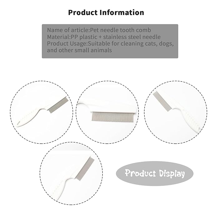 Pet Grooming Comb for Cats & Dogs Removing Tangles and Knots Removes Tangles Knots Stainless Steel Pins Tear Stain Removal