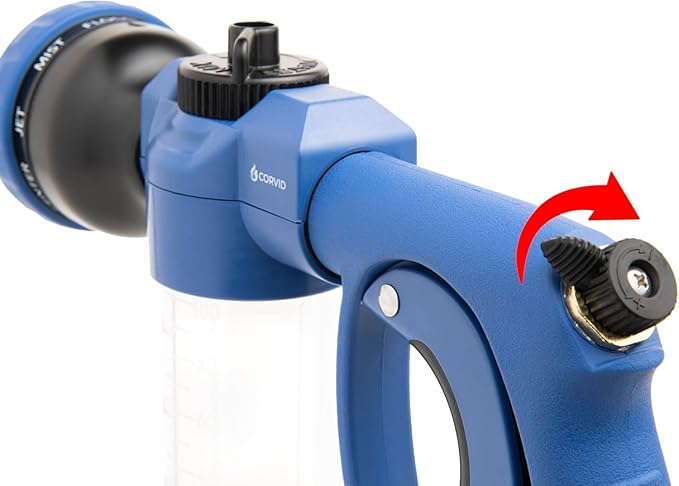 20-Pack Corvid Adjustable Nozzle with Soap Dispenser, 8-Pattern Spray Hose Nozzle for Cleaning Cars, House, and Pets - Lightweight Plastic Design