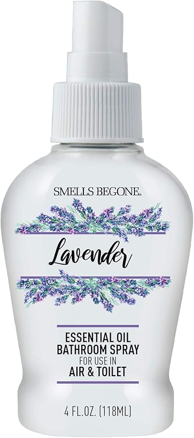 SMELLS BEGONE 4 oz Essential Oil Air Freshener Bathroom Spray - Eliminates Bathroom & Toilet Odors - Made with Essential Oils - Lavender Scent