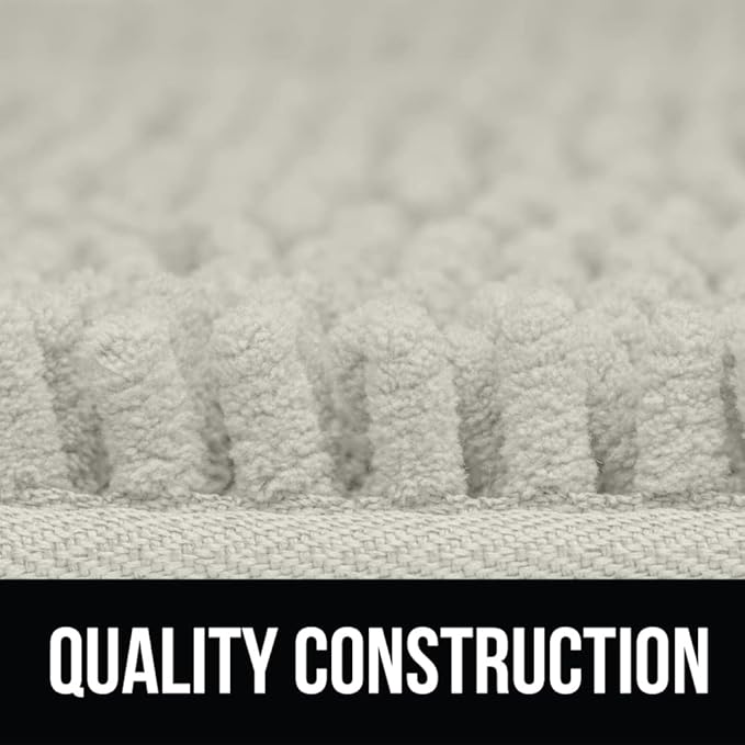 KANGAROO Bathroom Rugs, Chenille Soft Absorbent Bath Rug, Shaggy Shower Mat, Quick Dry Machine Wash Bathmat, Plush Carpet Mats for Tub, Bathtub and Room Home Decor Accessories, 24x17, Cream