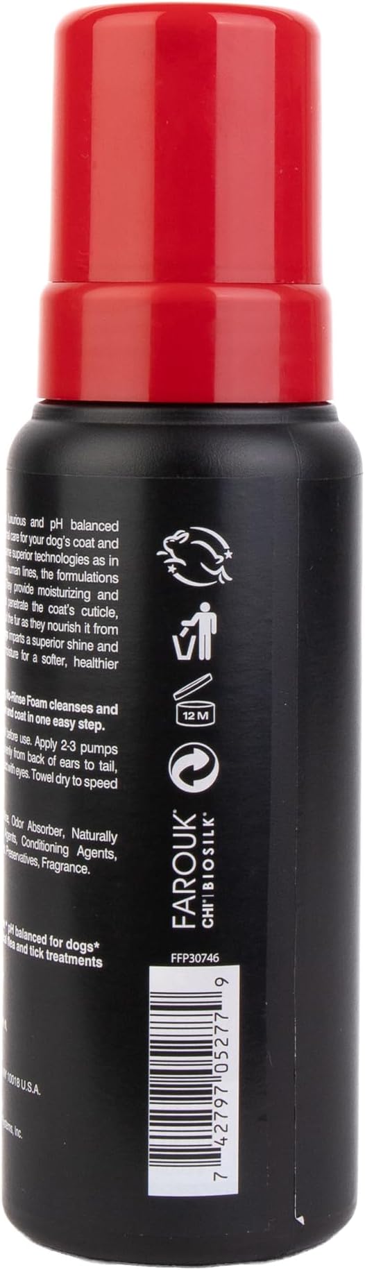 CHI for Dogs Deodorizing No-Rinse Foam - Dry Shampoo and Odor Eliminator for Dogs - Sulfate and Paraben Free - Made in USA - Waterless Pet Grooming Foam, Pump Bottle, 8 Fl Oz