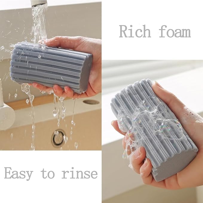4-Pack Damp Duster Sponge, Clean Everywhere Easily- Clean Blinds, Baseboards, Washbasin, Glass, Sofa, Railings, Wood, Stain, Pet Hair, Mirrors(Grey)