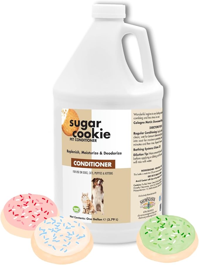 Showseason® Sugar Cookie Pet Conditioner 1 Gallon | Long-Lasting Odor Eliminator | Paraben-Free | Biodegradable and Non-Toxic | Made in The USA
