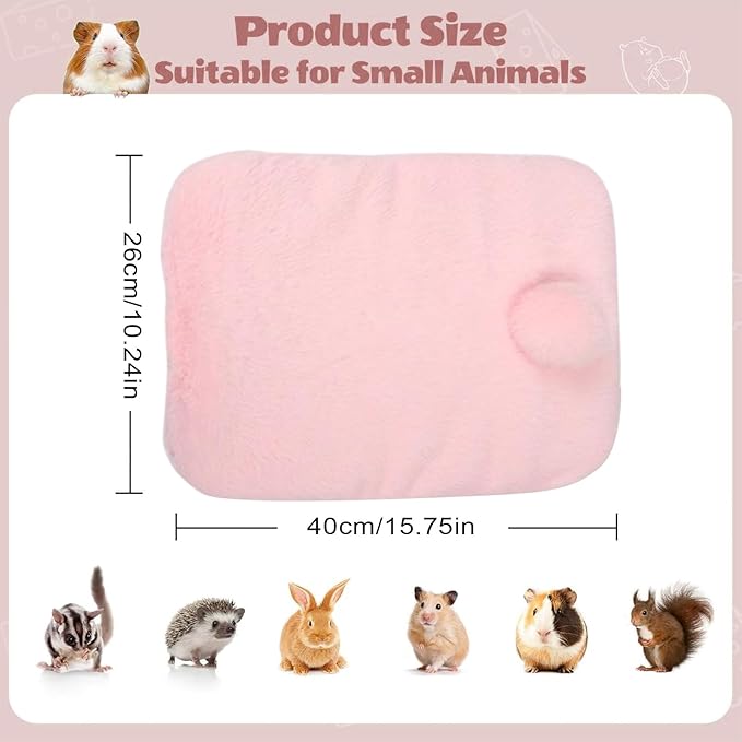 Bunny Bed Pad, Soft Washable Chinchilla Cushion, 12x12in Warm Small Pet Mat, Plush Polyester Comfort Layer, Pet Bedding Accessory for Hamster Ferret, Cage Playpen Bedroom Living Room Office