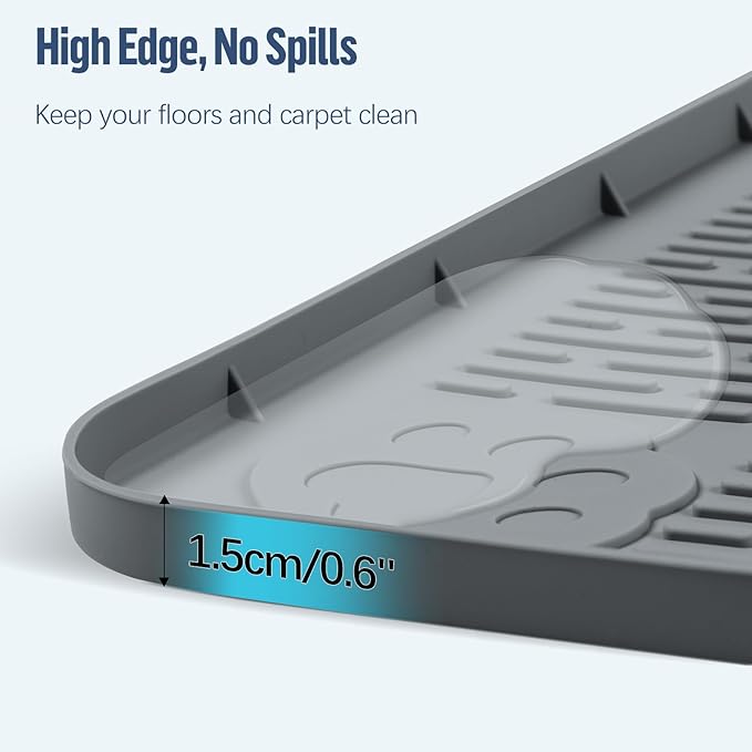 Pee Pad Holder for Dogs, 34" x 22" Silicone Pee Tray Mat Leak-Proof, High Edge, No Spill Pet Pad Holder for Puppy, Cat, Rabbit, Training Pads for Floor Protection, No Pee Pads (Dark Grey)