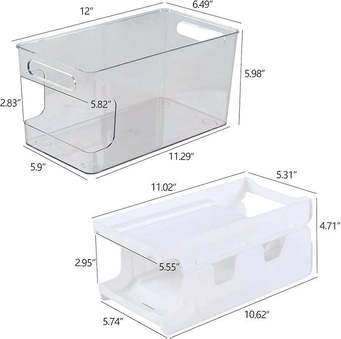 Soda Can Storage Organizer, Rolling Soda Can Dispenser for Refrigerator, Cabinet, Pantry, 2 Packs