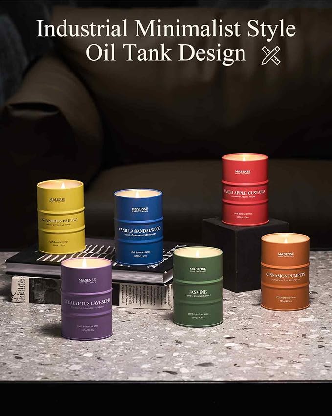 M&SENSE Cinnamon Pumpkin Scented Candles Large, Natural Soy Candles 21.2oz 120 Hour Slow Burning,Aromatherapy Candle for Stress Relief Meditation Relaxing