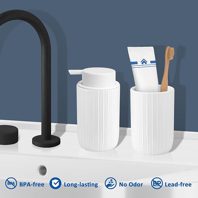 Soap Liquid Dispenser Ceramic with Easy-to-Press Pump Hand Liquid Dispenser (Can't Foam) for Shampoo Bathroom Countertop 13.5 oz