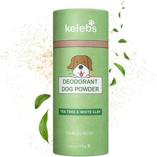 Kelebs Dog Dry Shampoo for Smelly Dogs | Waterless Dry Dog Shampoo Powder | Anti Itch Shampoo for Dogs | Skin Ear & Paw | Tea Tree Oil | Talc Free with Organic White Clay Vegan | No Plastic