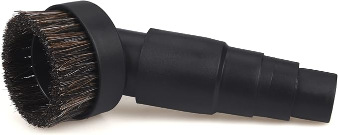 25mm Long Horse Hair with Universal Connector for 25mm/1", 32mm/1-1/4, 35mm/1-3/8 Hose, 1.25 Inch Small Round Dust Suction Brush Vacuum Brush Attachment Soft Bristle Cleaner Replacement with Adapter