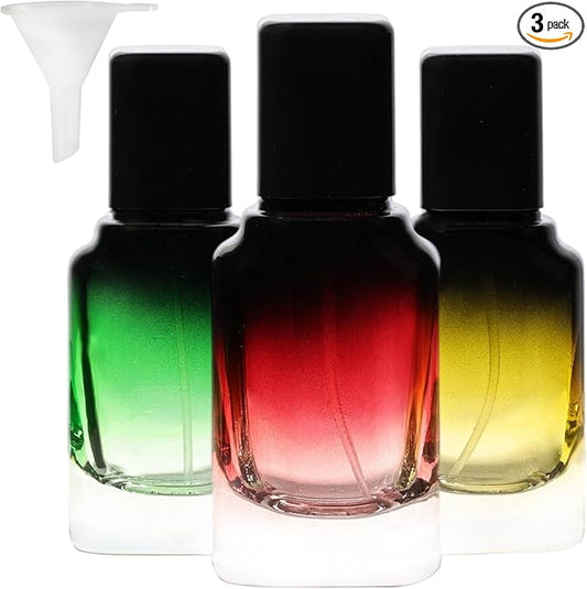 Perfume Bottles Empty Glass Atomizer Sprayer, 3 Pack 20ml Refillable Travel Spray Bottle for Fragranc or Essential Oil, Portable Cologne Atomizers with Dispensing Kit for Handbag, Date
