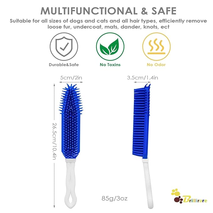 2 Pack Dog Grooming Bath Brush, Premium Soft Silicone Pet Brushes with Handle, Shampoo Soothing Comb for Wet Dry Long Short Haired Dogs & Cats Massaging, Deshedding Shower Scrubbing