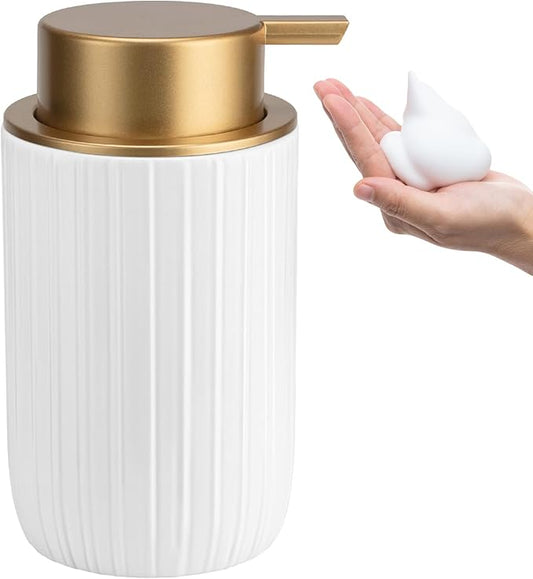 Soap Foaming Dispenser Ceramic with Easy-to-Press Pump Hand Foam Dispenser for Shampoo Bathroom Countertop 13.5 oz