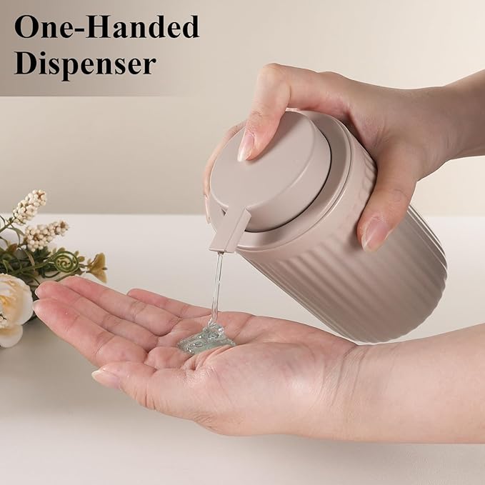 BosilunLife Dish Hand Soap Dispenser - Khaki Liquid Pump Soap Dispenser for Bathroom Decro 12oz Ceramic Kitchen Dish Dispenser with Rust-Proof Liquid Pump Modern Refillable Lotion Bottles