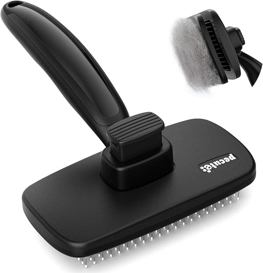 Pecute Self-Cleaning Slicker Brush for Dogs, Cats, Lightweight Dog Brush for Shedding Massaging Grooming, Cat Brush Gently Removes Loose Fur Undercoat for Dogs Cats Rabbits of All Hair Types
